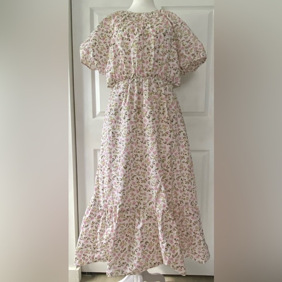 NEW J. Crew White Meadow Floral Side Back Cut Out Poplin Midi Dress Size 12 - Picture 4 of 10